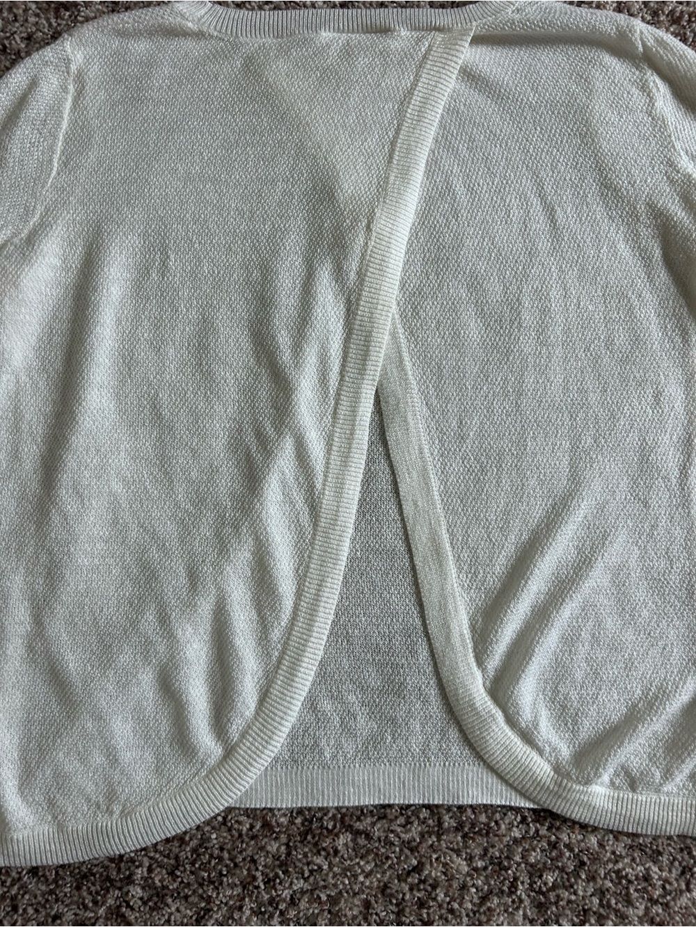 Minimalist Coquette Cream Slightly Sheer Knit Open Back Sweater Rayon Blend - Picture 9 of 10
